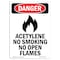 Signmission OSHA Sign, Acetylene No Smoking, 18in X 12in Decal, 12" W, 18" L, Portrait, OS-DS-D-1218-V-1015 OS-DS-D-1218-V-1015 - alternate 1